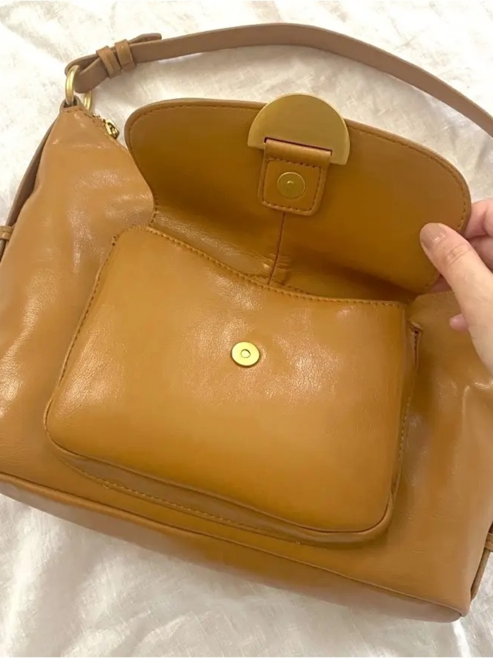 Zara Cognac Brown Faux Leather Shoulder Bag - Picture 13 of 16